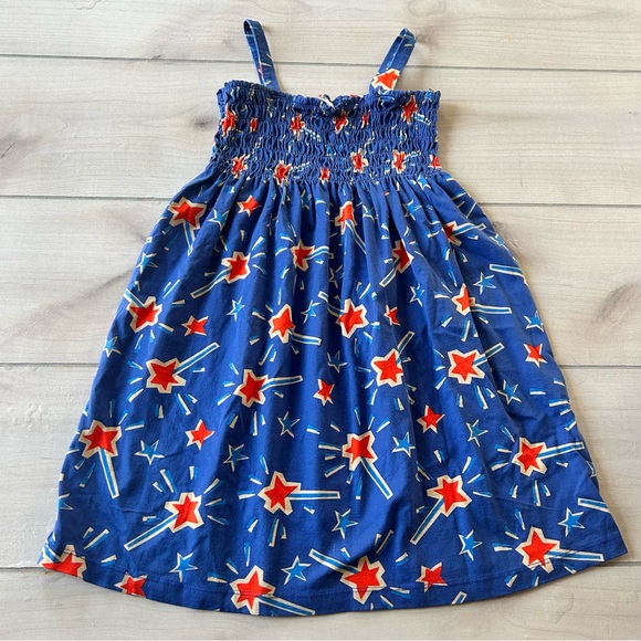 Hanna Andersson Other - Hanna Andersson Blue Cinched Top Tank Dress with Red Star Pattern
